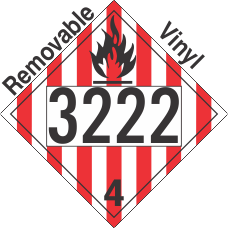 Flammable Solid Class 4.1 UN3222 Removable Vinyl DOT Placard