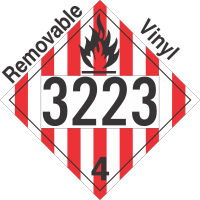 Flammable Solid Class 4.1 UN3223 Removable Vinyl DOT Placard