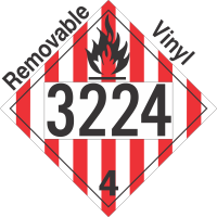 Flammable Solid Class 4.1 UN3224 Removable Vinyl DOT Placard