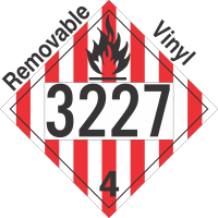 Flammable Solid Class 4.1 UN3227 Removable Vinyl DOT Placard