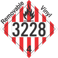 Flammable Solid Class 4.1 UN3228 Removable Vinyl DOT Placard