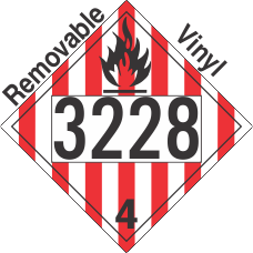Flammable Solid Class 4.1 UN3228 Removable Vinyl DOT Placard
