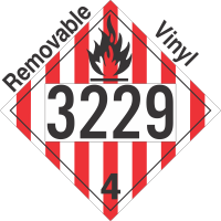 Flammable Solid Class 4.1 UN3229 Removable Vinyl DOT Placard