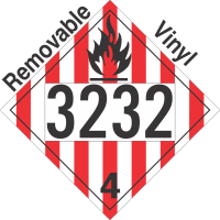 Flammable Solid Class 4.1 UN3232 Removable Vinyl DOT Placard