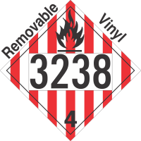 Flammable Solid Class 4.1 UN3238 Removable Vinyl DOT Placard