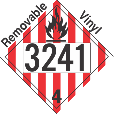 Flammable Solid Class 4.1 UN3241 Removable Vinyl DOT Placard