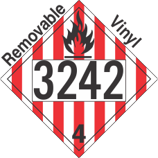 Flammable Solid Class 4.1 UN3242 Removable Vinyl DOT Placard