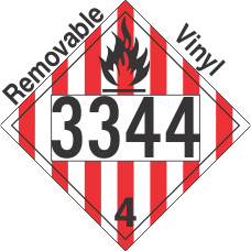 Flammable Solid Class 4.1 UN3344 Removable Vinyl DOT Placard