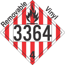 Flammable Solid Class 4.1 UN3364 Removable Vinyl DOT Placard