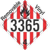 Flammable Solid Class 4.1 UN3365 Removable Vinyl DOT Placard