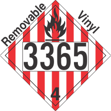 Flammable Solid Class 4.1 UN3365 Removable Vinyl DOT Placard