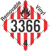 Flammable Solid Class 4.1 UN3366 Removable Vinyl DOT Placard