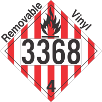 Flammable Solid Class 4.1 UN3368 Removable Vinyl DOT Placard