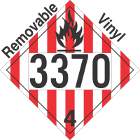 Flammable Solid Class 4.1 UN3370 Removable Vinyl DOT Placard