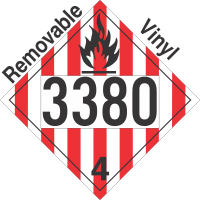 Flammable Solid Class 4.1 UN3380 Removable Vinyl DOT Placard