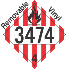 Flammable Solid Class 4.1 UN3474 Removable Vinyl DOT Placard