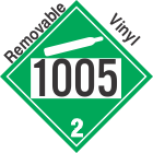 Non-Flammable Gas Class 2.2 UN1005 Removable Vinyl DOT Placard