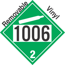 Non-Flammable Gas Class 2.2 UN1006 Removable Vinyl DOT Placard
