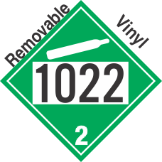 Non-Flammable Gas Class 2.2 UN1022 Removable Vinyl DOT Placard
