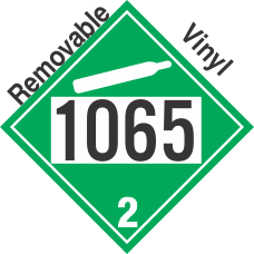 Non-Flammable Gas Class 2.2 UN1065 Removable Vinyl DOT Placard