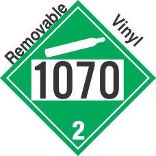 Non-Flammable Gas Class 2.2 UN1070 Removable Vinyl DOT Placard