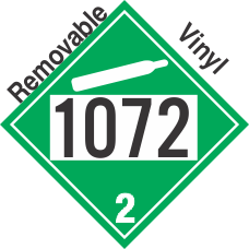 Non-Flammable Gas Class 2.2 UN1072 Removable Vinyl DOT Placard