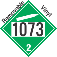 Non-Flammable Gas Class 2.2 UN1073 Removable Vinyl DOT Placard