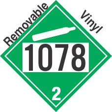 Non-Flammable Gas Class 2.2 UN1078 Removable Vinyl DOT Placard