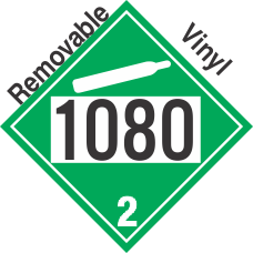 Non-Flammable Gas Class 2.2 UN1080 Removable Vinyl DOT Placard