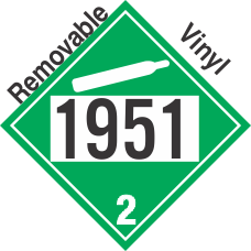 Non-Flammable Gas Class 2.2 UN1951 Removable Vinyl DOT Placard