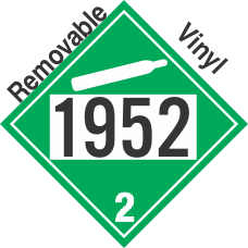 Non-Flammable Gas Class 2.2 UN1952 Removable Vinyl DOT Placard
