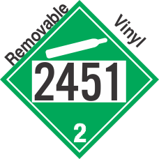 Non-Flammable Gas Class 2.2 UN2451 Removable Vinyl DOT Placard