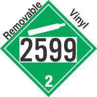 Non-Flammable Gas Class 2.2 UN2599 Removable Vinyl DOT Placard