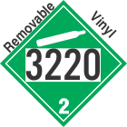 Non-Flammable Gas Class 2.2 UN3220 Removable Vinyl DOT Placard