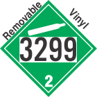 Non-Flammable Gas Class 2.2 UN3299 Removable Vinyl DOT Placard
