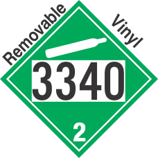 Non-Flammable Gas Class 2.2 UN3340 Removable Vinyl DOT Placard
