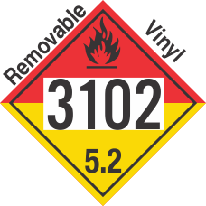 Organic Peroxide Class 5.2 UN3102 Removable Vinyl DOT Placard