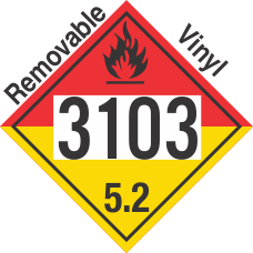 Organic Peroxide Class 5.2 UN3103 Removable Vinyl DOT Placard