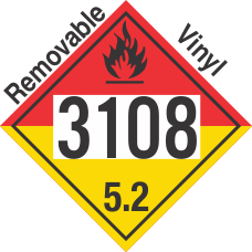 Organic Peroxide Class 5.2 UN3108 Removable Vinyl DOT Placard