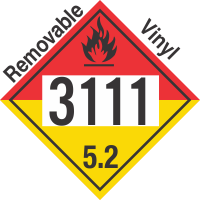 Organic Peroxide Class 5.2 UN3111 Removable Vinyl DOT Placard