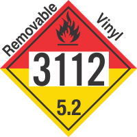 Organic Peroxide Class 5.2 UN3112 Removable Vinyl DOT Placard