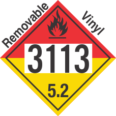 Organic Peroxide Class 5.2 UN3113 Removable Vinyl DOT Placard