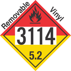 Organic Peroxide Class 5.2 UN3114 Removable Vinyl DOT Placard