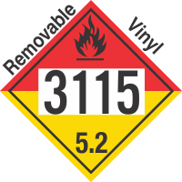 Organic Peroxide Class 5.2 UN3115 Removable Vinyl DOT Placard