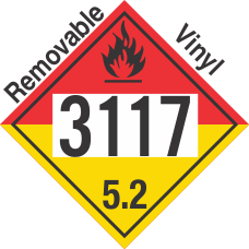Organic Peroxide Class 5.2 UN3117 Removable Vinyl DOT Placard