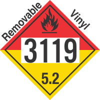 Organic Peroxide Class 5.2 UN3119 Removable Vinyl DOT Placard