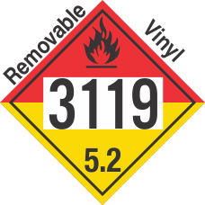 Organic Peroxide Class 5.2 UN3119 Removable Vinyl DOT Placard