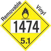 Oxidizer Class 5.1 UN1474 Removable Vinyl DOT Placard