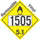 Oxidizer Class 5.1 UN1505 Removable Vinyl DOT Placard