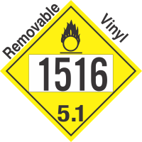 Oxidizer Class 5.1 UN1516 Removable Vinyl DOT Placard